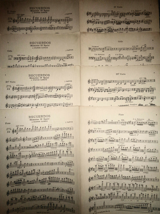 RECUERDOS (MEMORIES OF SPAIN) - A SPANISH CAPRICE BY J SANTOS 1920 for orchestra