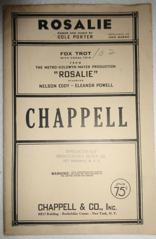 Rosalie : fox trot, by Cole Porter - 1937, for orchestra. Arranged by Jack Mason