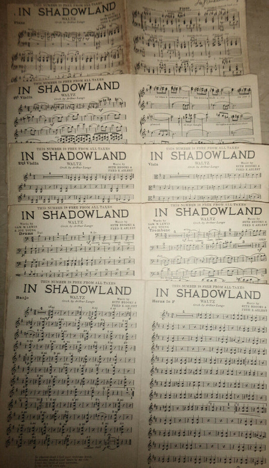 In Shadowland, by Ruth Brooks / Ah - Ha! by Monaco on verso - 1924 for orchestra