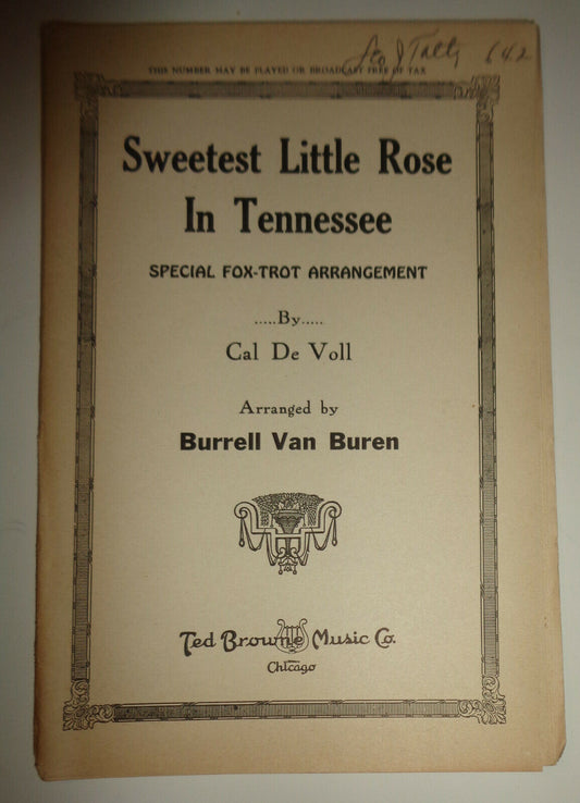 Sweetest Little Rose In Tennessee, by Cal De Voll. 1924, for orchestra