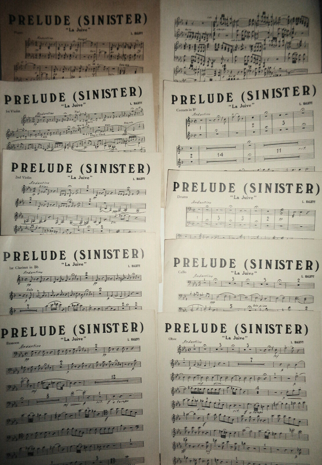 PRELUDE (SINISTER) "LA JUIVE" by L Halevy. 1924. For orchestra