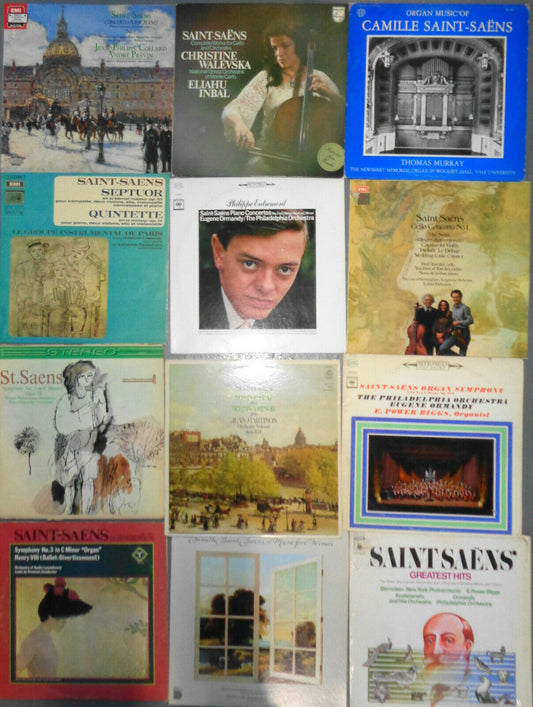 Collection of 12 Camille Saint-Saens vinyl LPs. VG+ to Near Mint