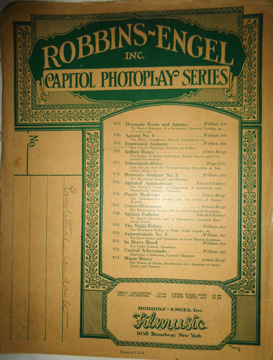 EMOTIONAL ANDANTE -  EMOTION OR PATHOS -BY WILLIAM AXT. 1925 FOR ORCHESTRA