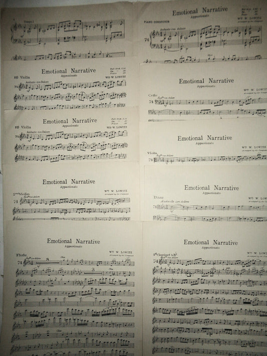 EMOTIONAL NARRATIVE - APPASSIONATO, BY Wm. W. LOWITZ -  1930 FOR ORCHESTRA