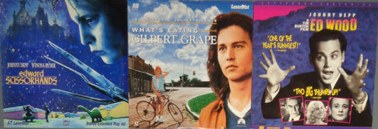 3 Johnny Depp laserdiscs : Edward Scissorhands - Gilbert Grape - Ed Wood
