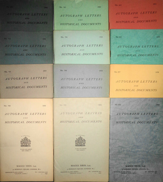 12 Maggs Bros Catalogs : Autograph Letters & Historical Documents, 1940-1960