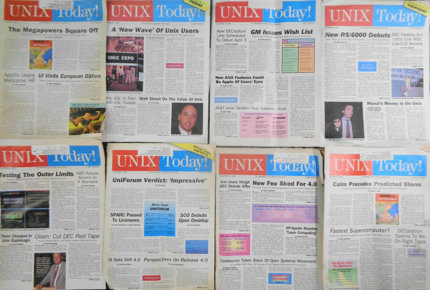 UNIX Today 1989/1990, 8 issues lot -  The Newspaper of open systems computing