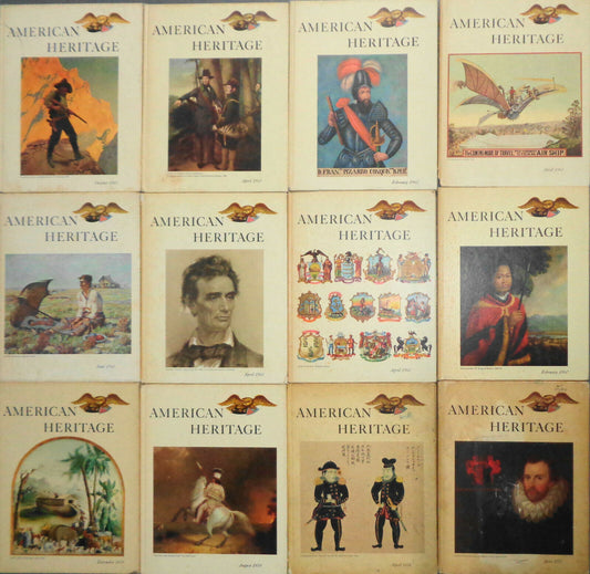 12 issues of American Heritage Lot - 1957 - 1965 - - hardcover magazines