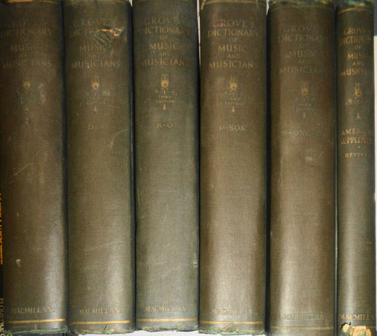 GROVE'S DICTIONARY OF MUSIC AND MUSICIANS - 6 VOL. SET, 3rd Edition, 1938
