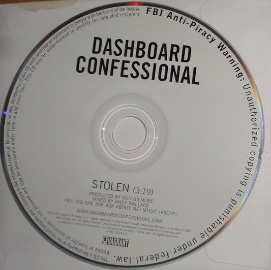 Dashboard Confidential - Stolen - CD, Promo 2006. Vagrant Records.