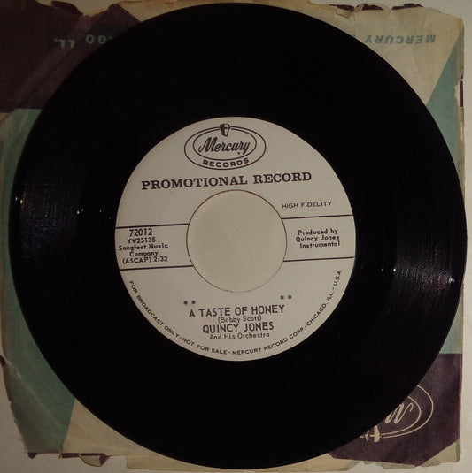 Quincy Jones And His Orchestra ‎– A Taste Of Honey/ Shagnasty 45 RPM, Promo 1962