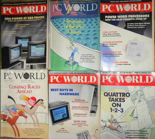 PC WORLD Magazine - lot of 6 issues, 1988-89