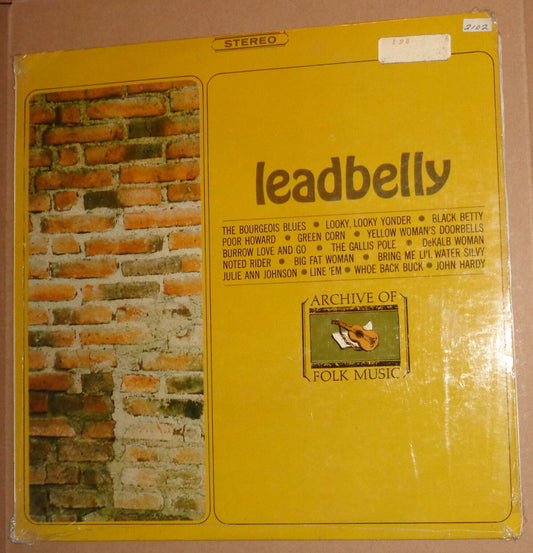 LEADBELLY : ARCHIVE OF FOLK MUSIC vinyl LP. FS-202.  Excellent.