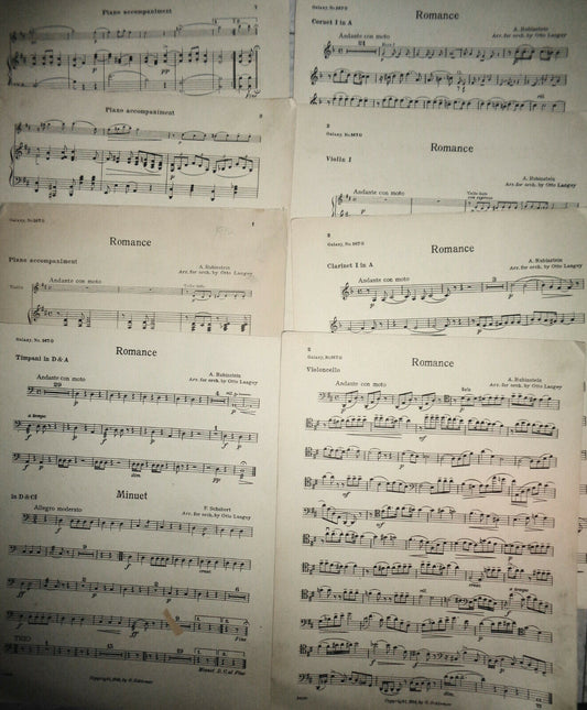 Romance by Rubinstein & Minuet by Schubert arr for orchestra by Otto Langey 1914