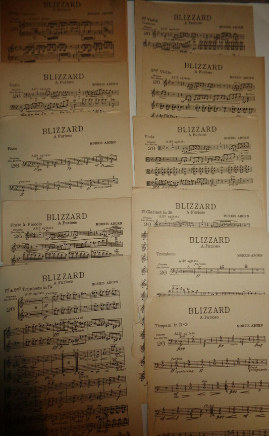 BLIZZARD - A FURIOSO, BY MORRIS ABORN - 1922 - SHEET MUSIC FOR ORCHESTRA