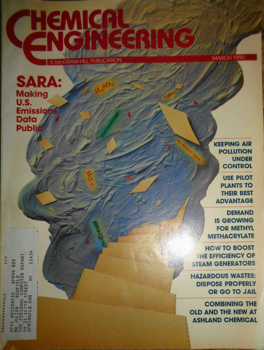 Chemical Engineering Magazine, March 1990. Emissions, pollution.