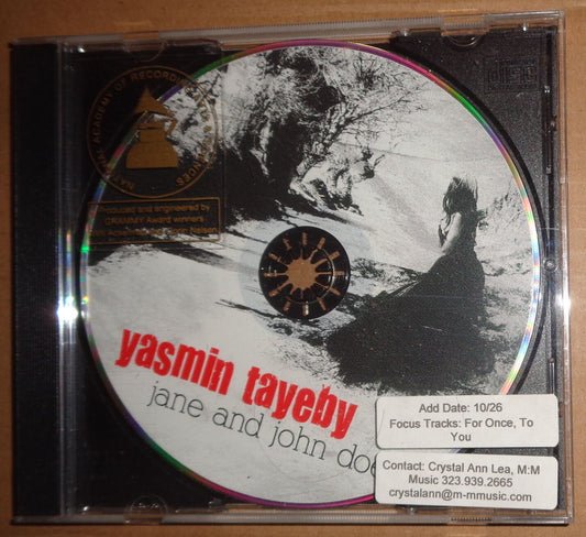 Jane and John Doe  by Yasmin Tayeby - Rare Promo CD Album. 2009. 5 Tracks