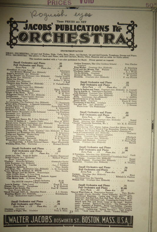 ROGUISH EYES - A FLIRTATION - 1907 - BY R. GRUENWALD, FOR ORCHESTRA