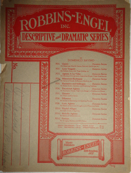 MISTERIOSO - BURLESQUE (PARODY BUFFOONERY MOCKERY) BY SAVINO 1924 FOR ORCHESTRA