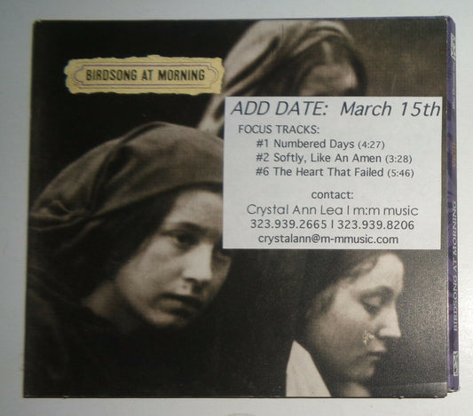 Birdsong at Morning - VIGIL - CD - Blue Gentian Records 003, 2010. Promo.
