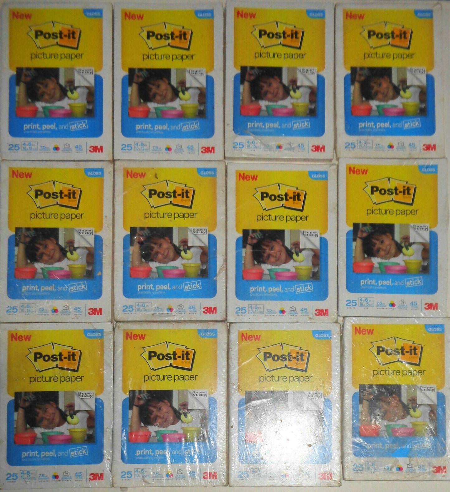 12 Packs 3M Post-It Picture Paper Semi Gloss 4 x 6", 25 Sheets/pack : 300 total