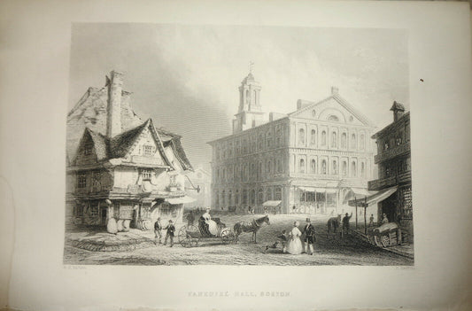 1860 Faneuil Hall, Boston - By H Griffiths after W H Bartlett - Original print