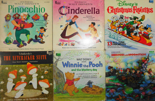 6 Walt Disney Vinyl Lps Lot - Very Good+ - Pinocchio, Cinderella, Nutcracker...