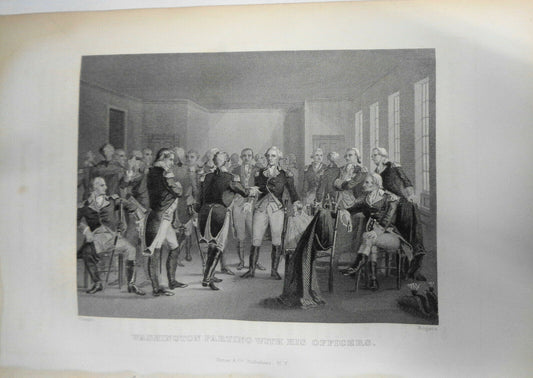 1860 Washington parting with his officers - original print, Chapin / Rogers