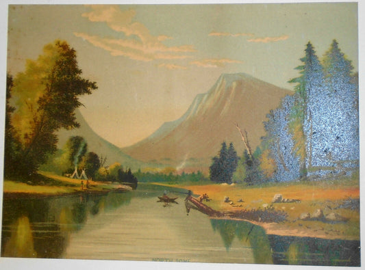North Dome, Yosemite Valley, 1875 original Chromolithograph - Restein