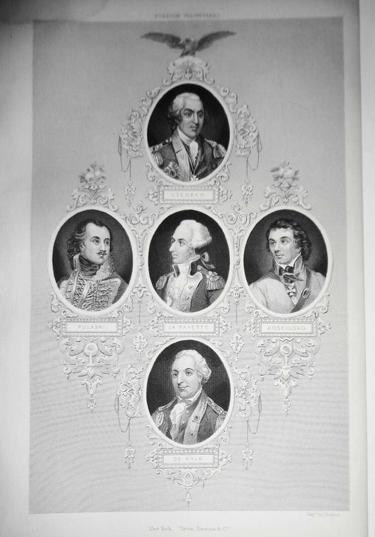 1860  Foreign volunteers : Steuben, Pułaski, Lafayette, Kościuszko, De Kalb