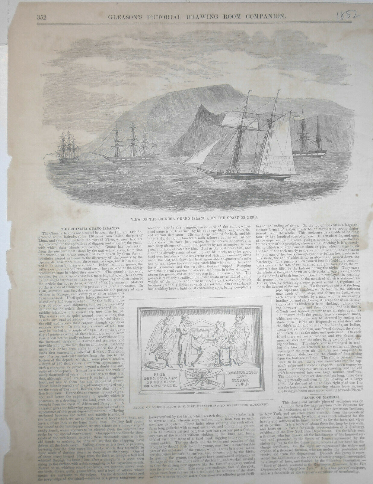 1852  Chincha Guano Islands, coast of Peru - Story & Print - Gleason's Pictorial