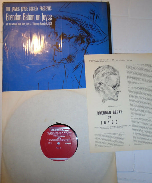 Brendan Behan – On Joyce LP - Folkways Records – FL9826 - 1962