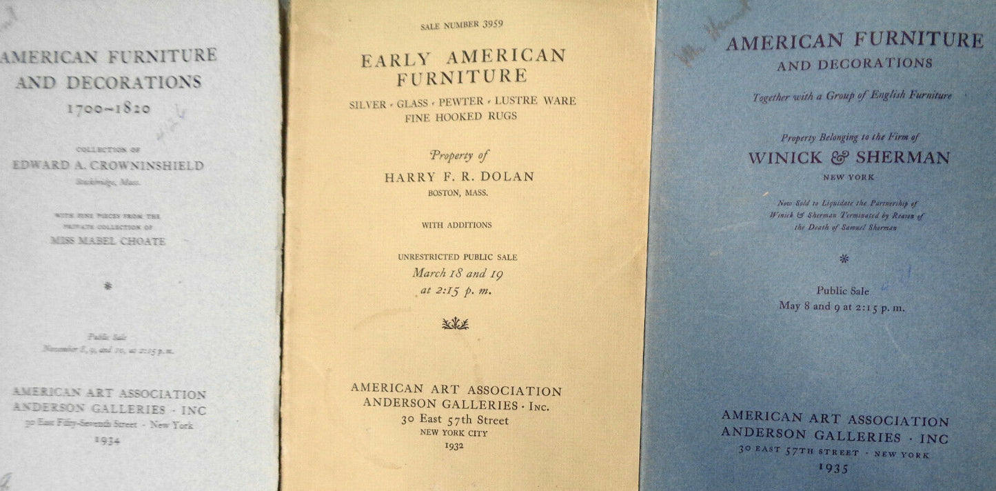 15 Furniture auction catalogs 1930s American Art Association/ Anderson Galleries