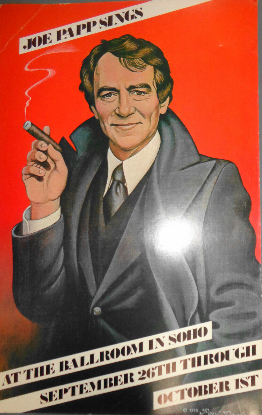 Joe Papp Sings at the Ballroom in Soho - 1978 Poster (Window Card) by Paul Davis