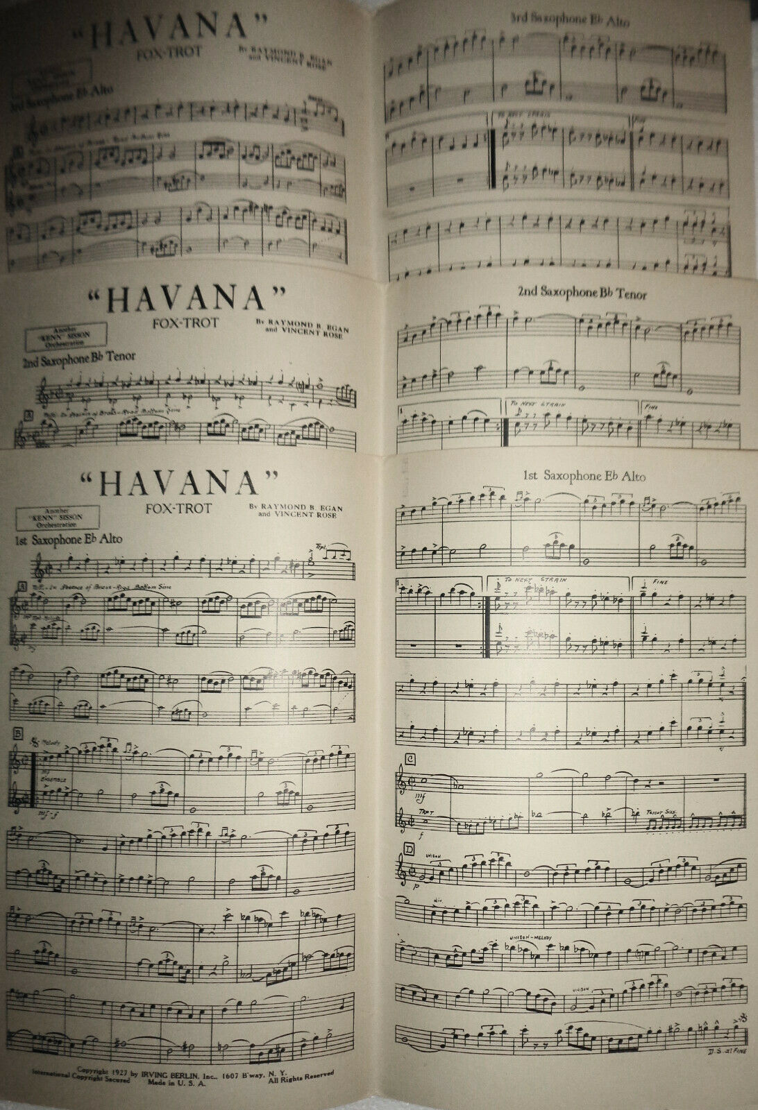 HAVANA - FOX TROT, by Raymond B Egan; Vincent Rose. 1927 For orchestra