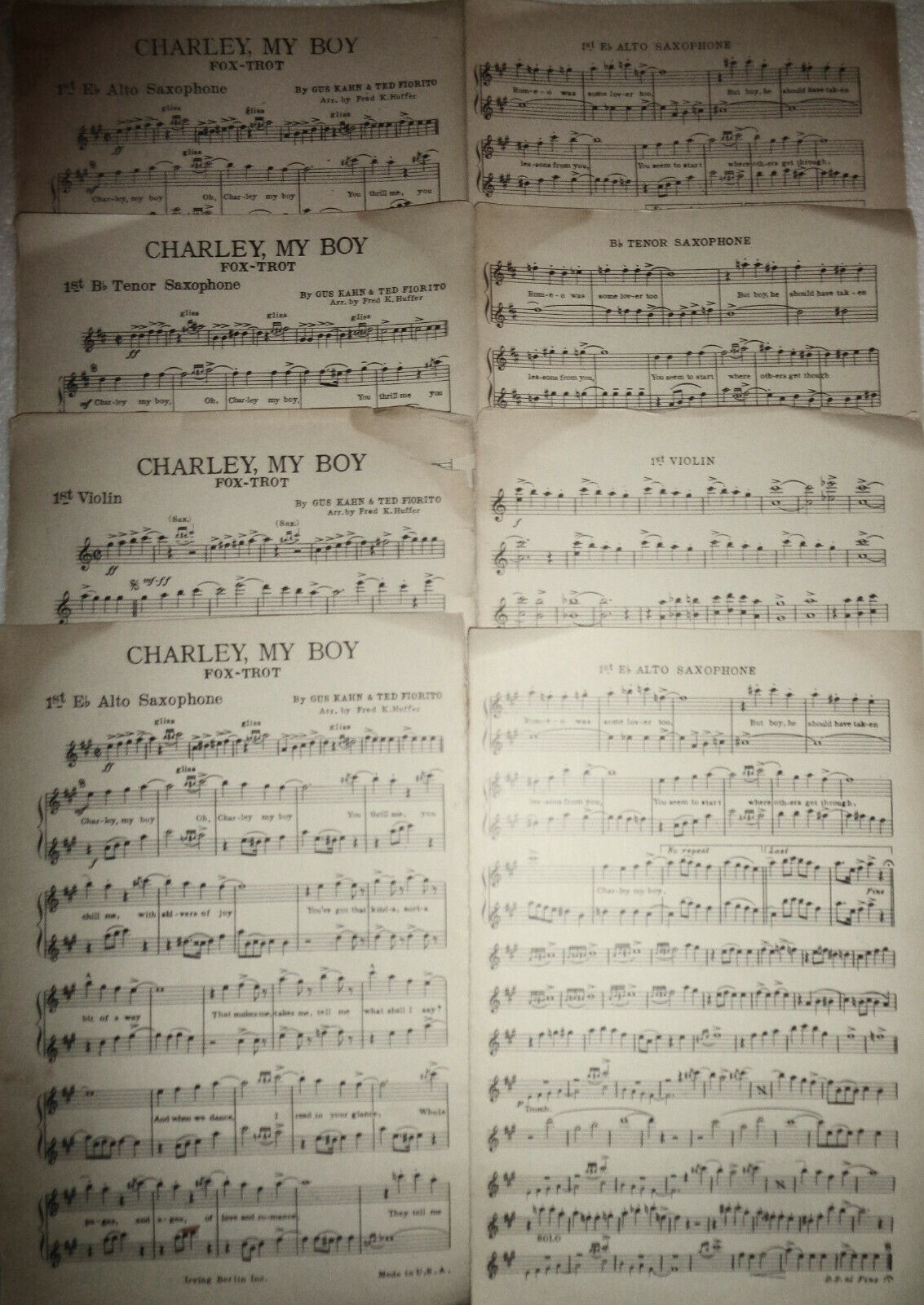 Charley, my boy : fox - trot, by Gus Kahn & Ted Fiorito. 1924 for orchestra