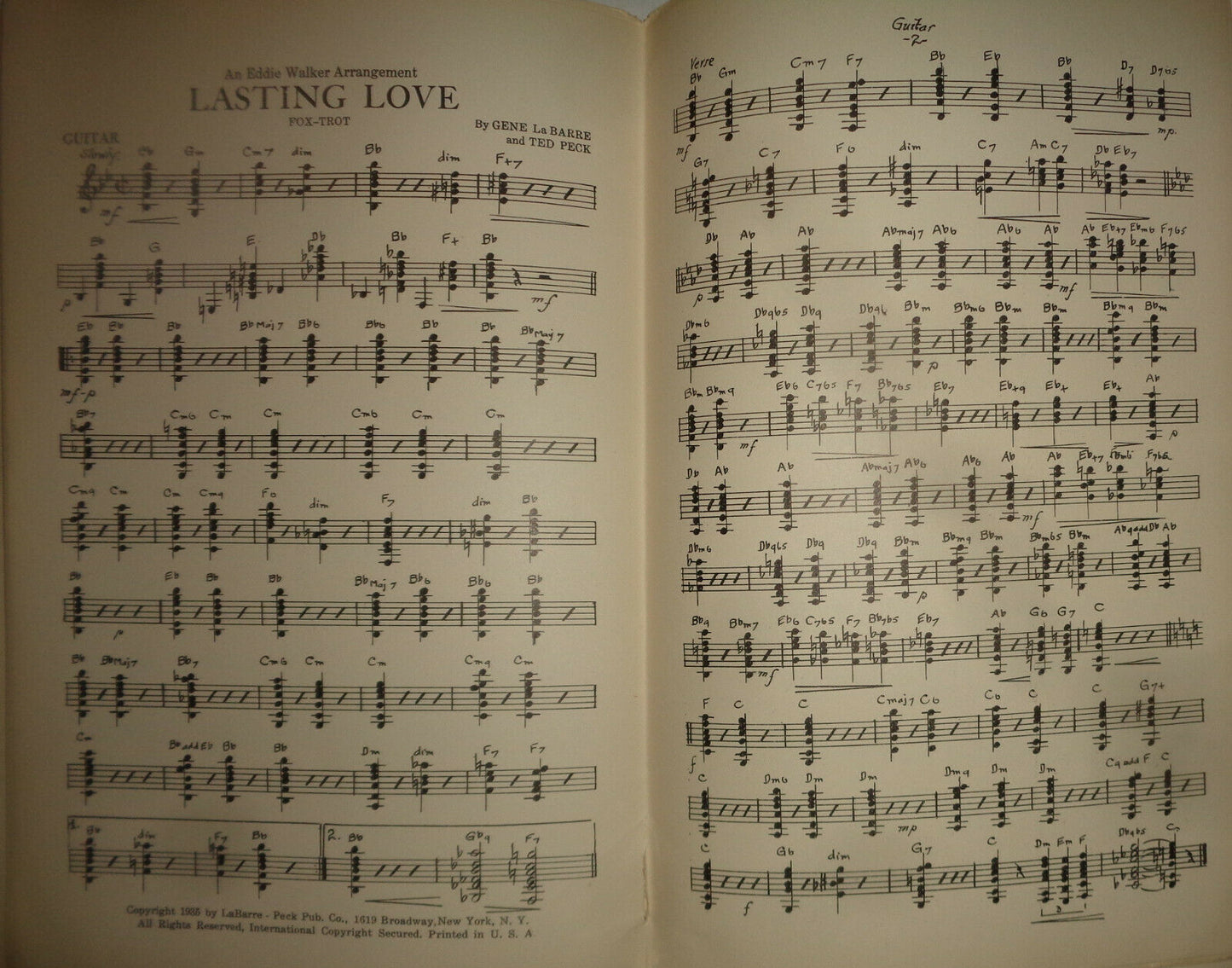 LASTING LOVE -  FOX TROT - SHEET MUSIC FOR ORCHESTRA - 1935