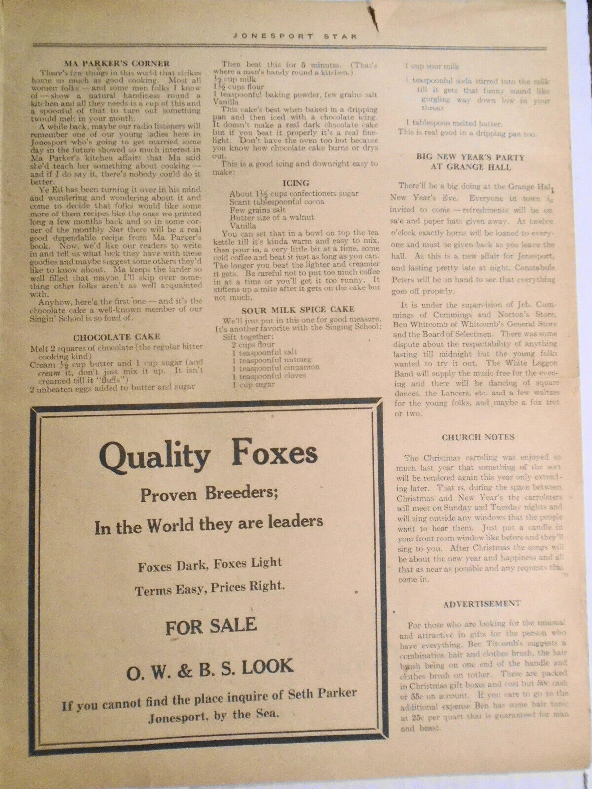 Jonesport Star, December 22, 1930 - Christmas issue - Jonesport Maine newspaper