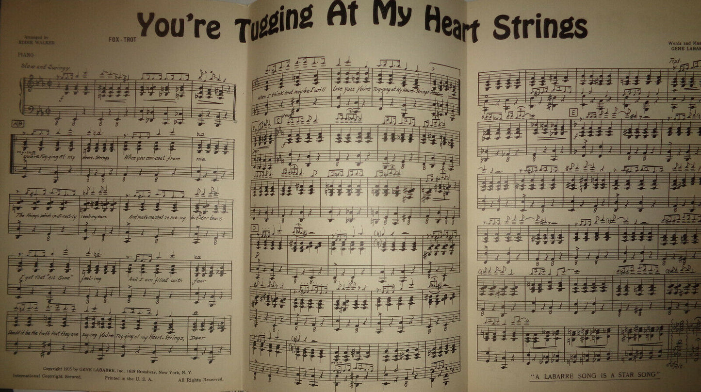 YOU'RE TUGGING AT MY HEART STRINGS - FOX TROT - SHEET MUSIC FOR ORCHESTRA - 1935