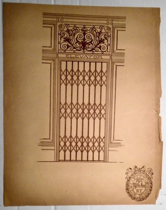 Elevator Gate, by Pitt Iron Works, N.Y.  -- original 1854 flyer
