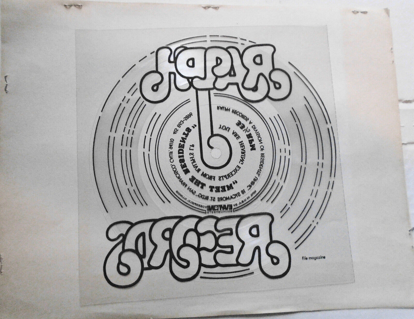 Meet The Residents : 1974 Vinyl  7 inch Flexi disc promo record