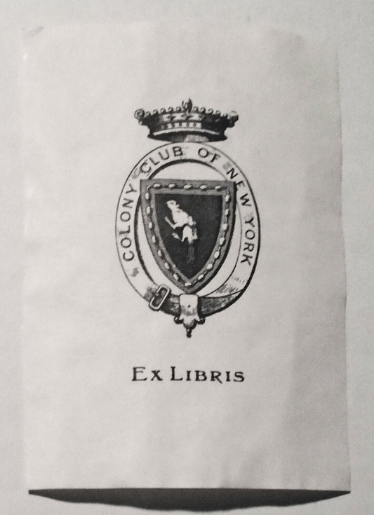 Colony Club - Ex Libris Bookplate - first social club in New York for women