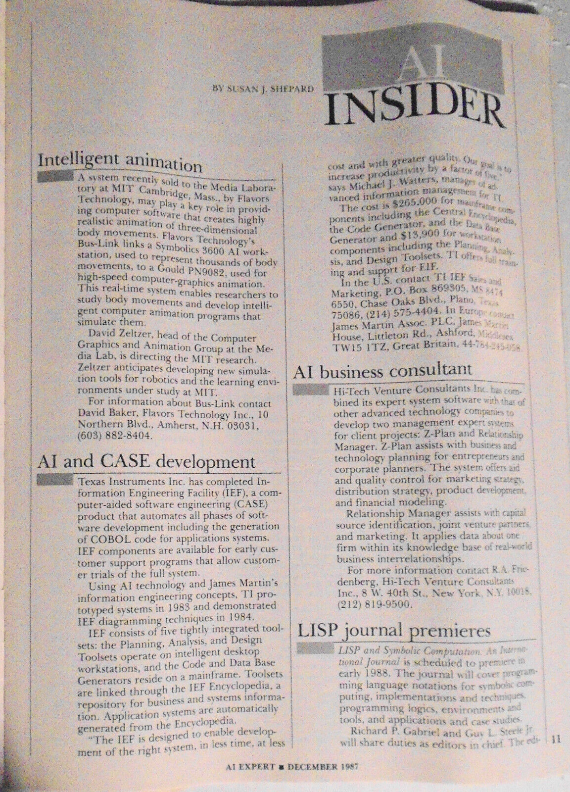 2 vintage Artificial Intelligence magazines : AI Expert, Dec. 1987 & Feb. 1990