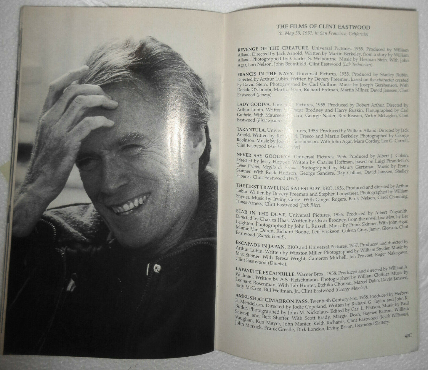 A TRIBUTE TO CLINT EASTWOOD - STAGEBILL, MAY 1996 Film Society of Lincoln Center