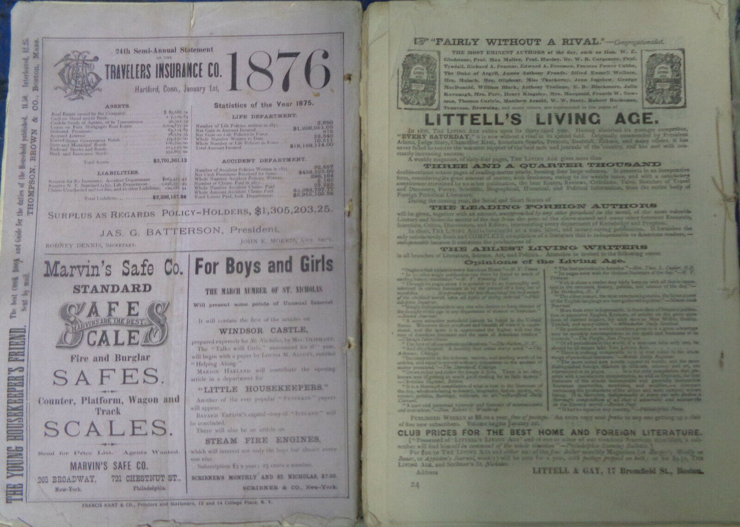 Scribner's Magazine 1876 Jan & Feb - NY in the Revolution, Bret Harte, Hale, etc