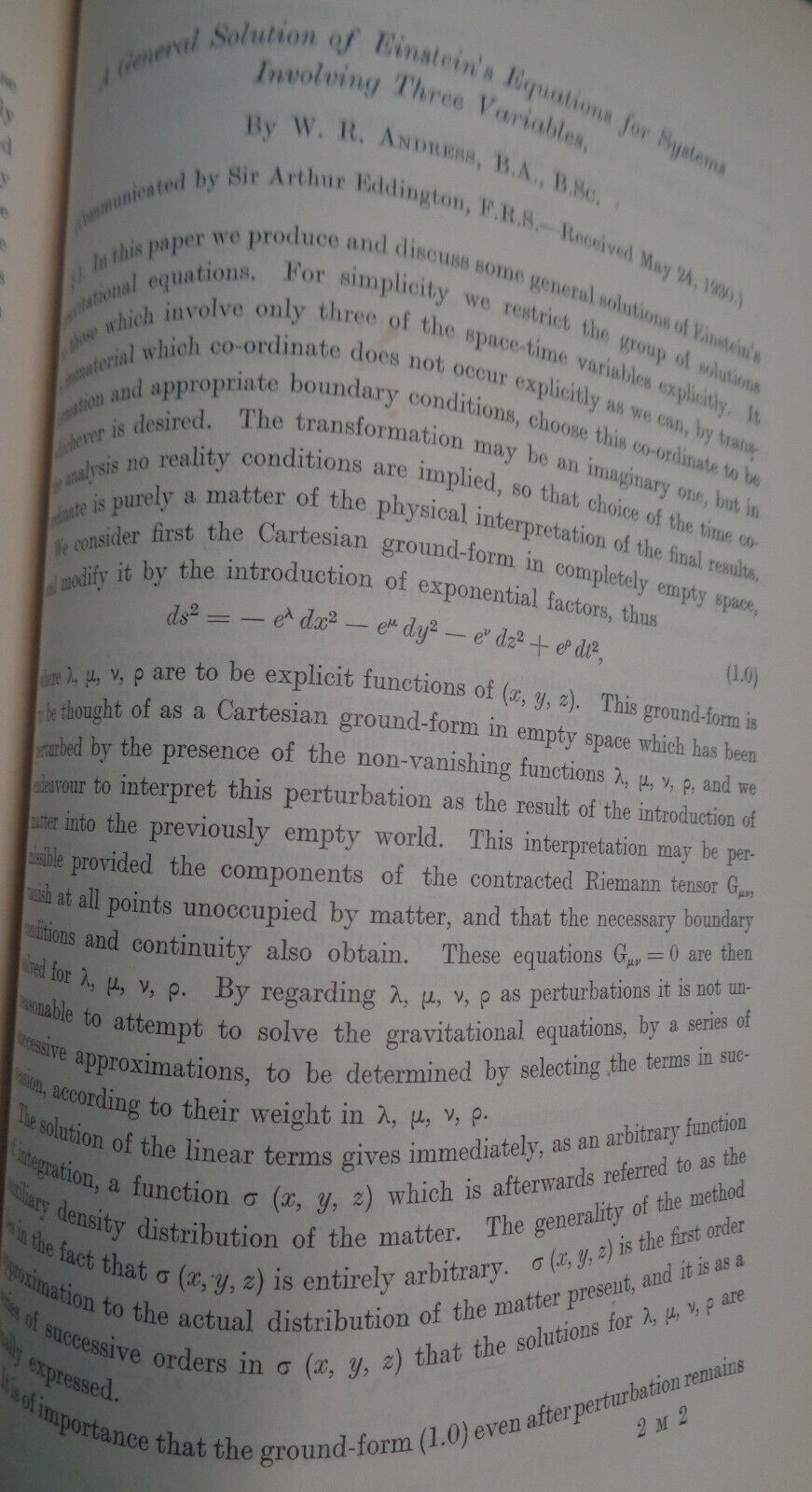 PROCEEDINGS OF THE ROYAL SOCIETY OF LONDON, Vol. 128 1930 - Einstein's equations