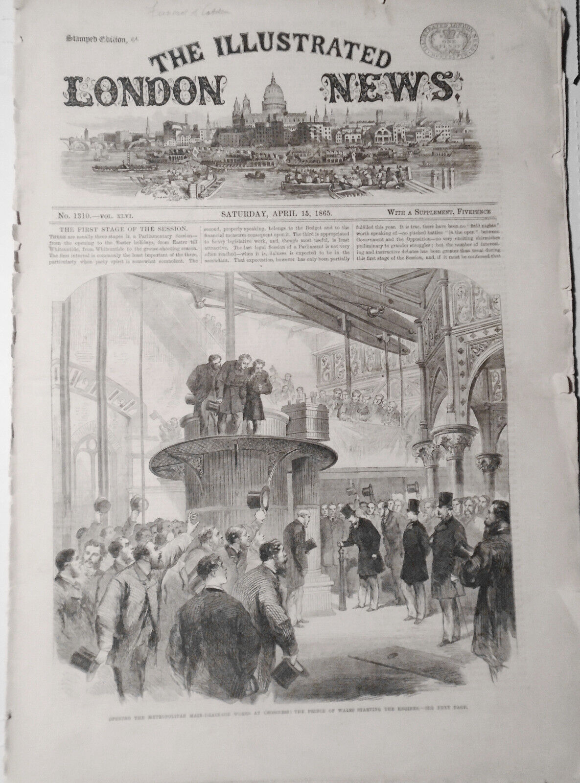 The Illustrated London News - April 15, 1865 -  Prince of Wales, etc