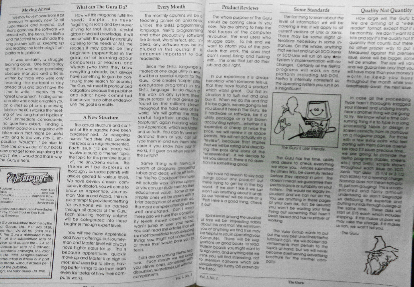 The Guru, Vol. 1, No. 1 - Introductory Issue - Journal for UNIX / XENIX Users