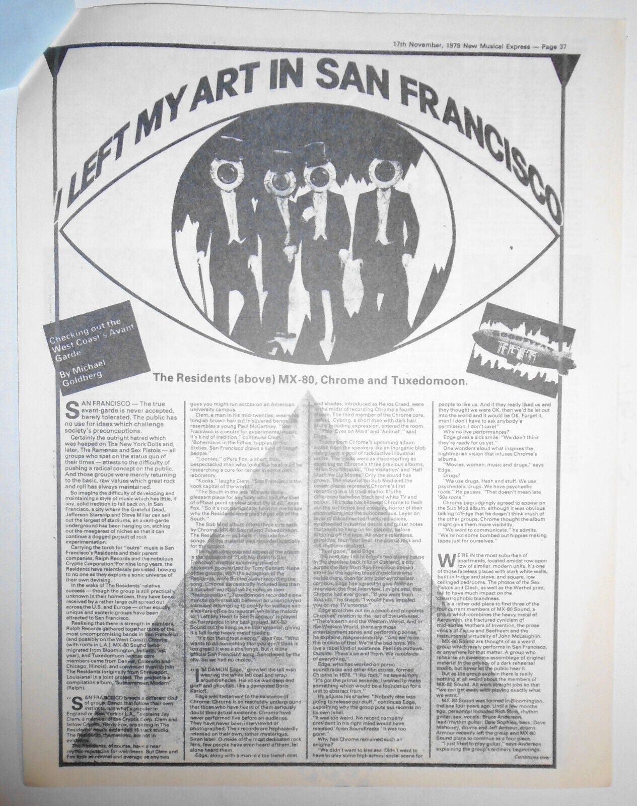 1979 Ralph Records Press Release :  The Residents, MX-80 Sound, Tuxedomoon
