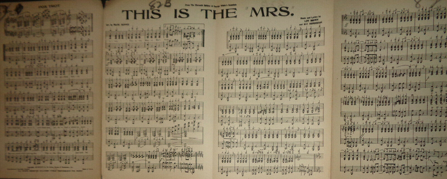 THIS IS THE "MRS." - FOX TROT - SHEET MUSIC FOR ORCHESTRA - 1931